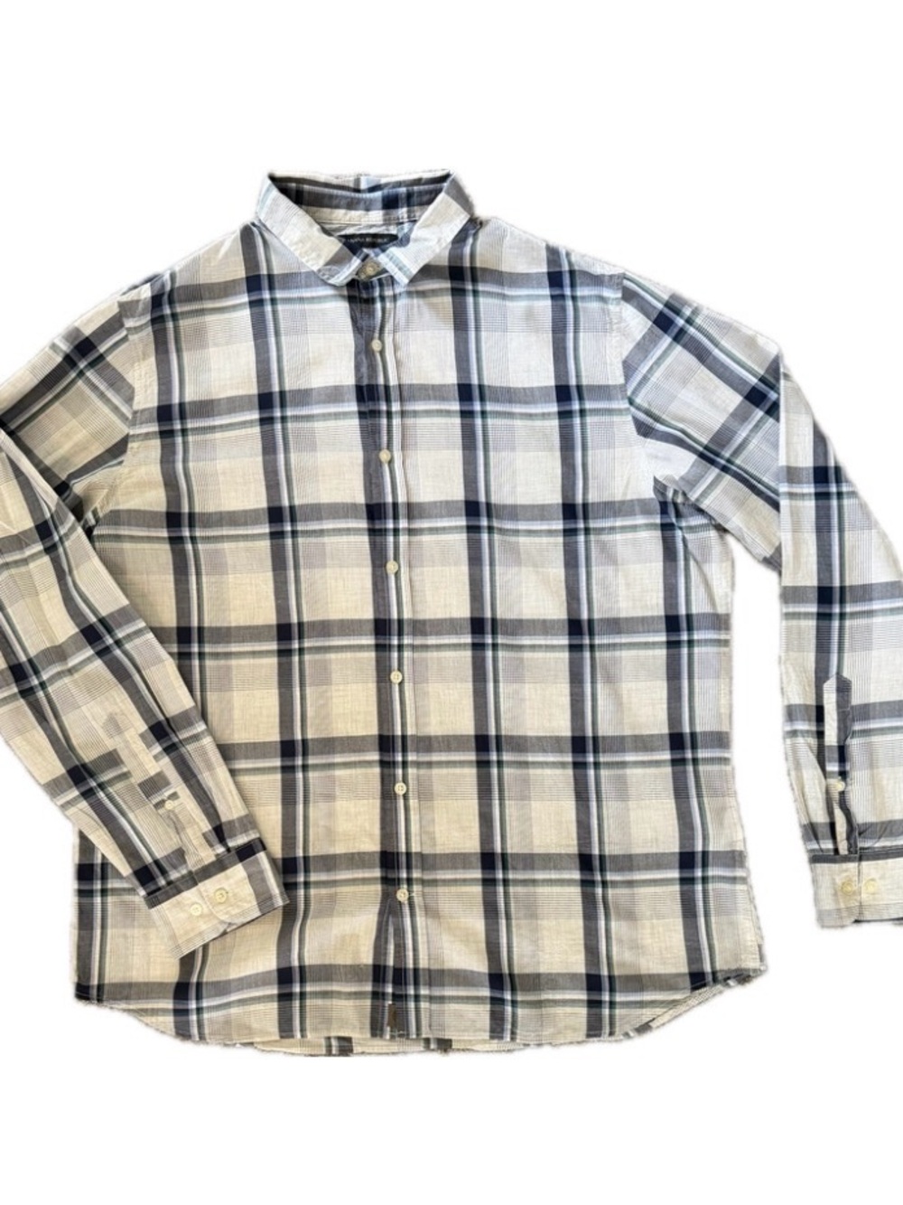 Banana Republic Navy & Gray Plaid Long-Sleeve Button-Down Shirt